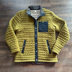 NWOT Duluth Trading Flintlock Full Snap Jacket/Shaket Mens Med, olive w/navy